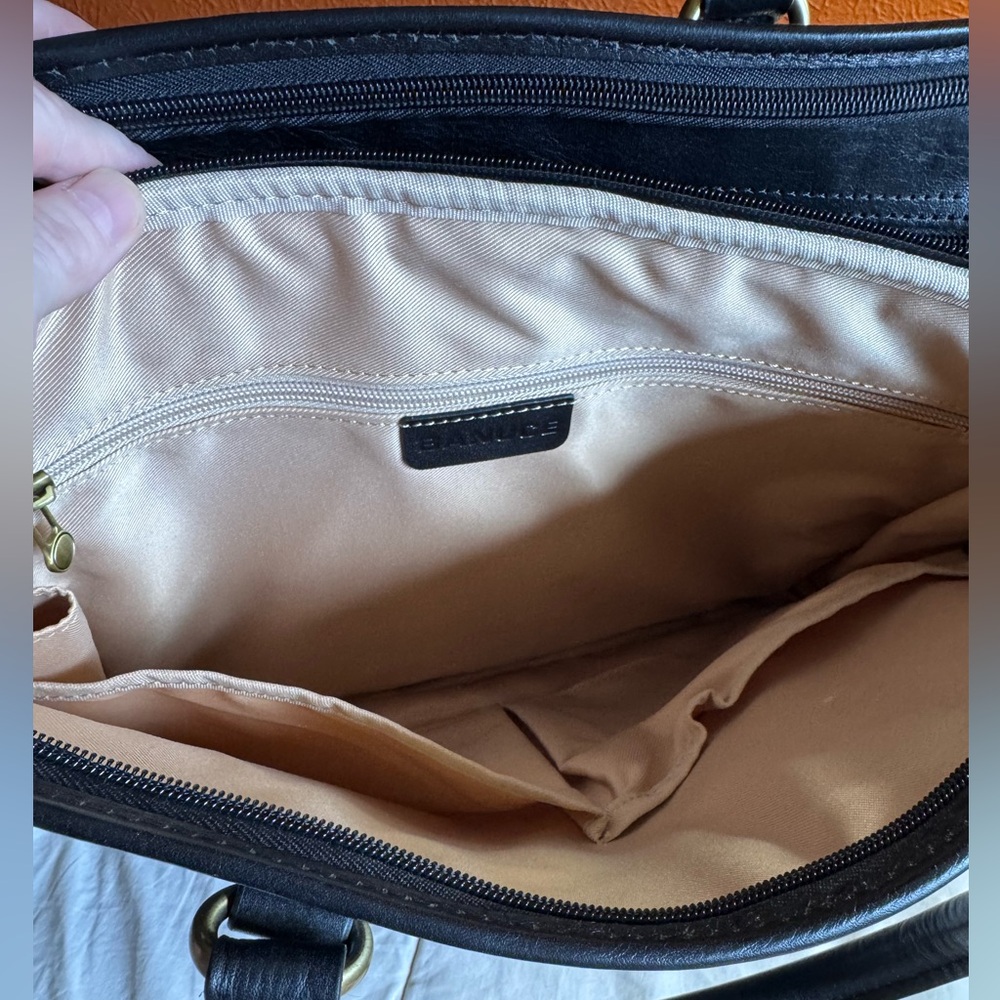 Banuce Leather Messenger Laptop Briefcase Work Bag Black - Picture 7 of 15